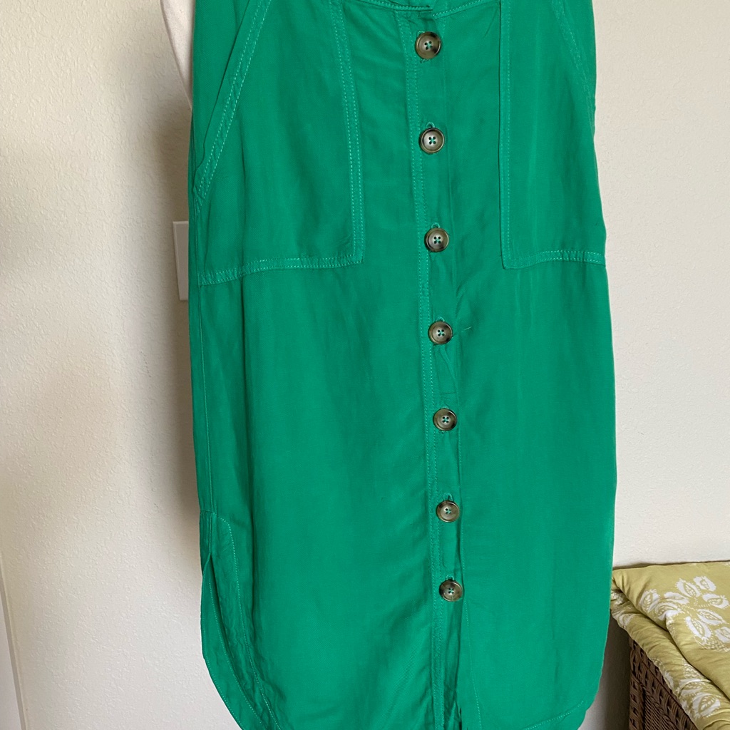 Anthropology Midi Green Button-Down Skirt Sz 2 Tulip Hem